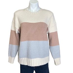 THREAD AND SUPPLY Teddy Knit Color Block Stripe Sweater Size Medium